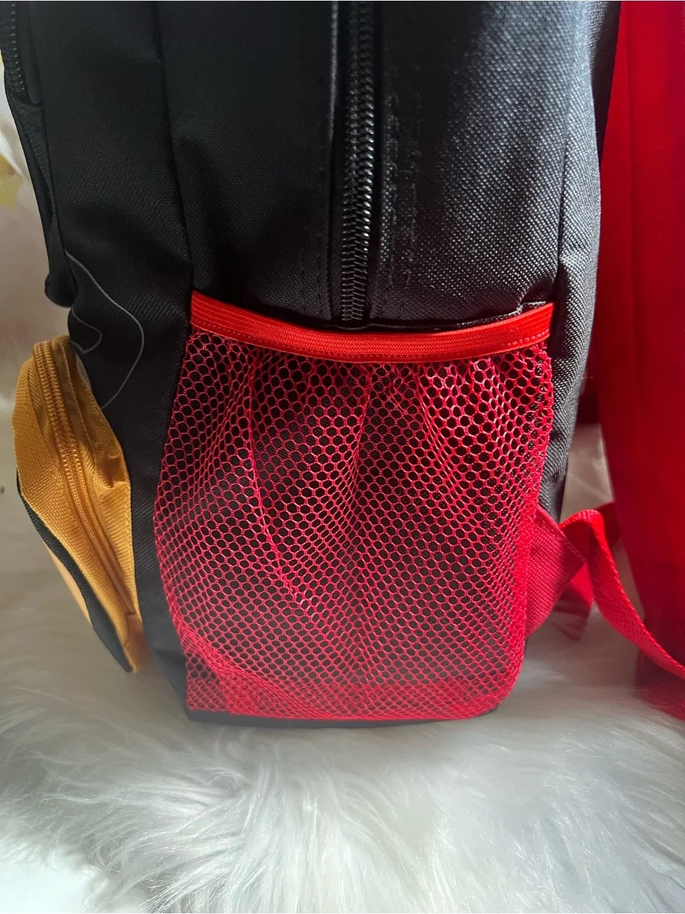Disney Black & Red Mickey Mouse Kids Backpack with Yellow Pockets